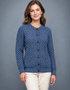 Women's Aran Lumber Cardigan - 100% Merino Wool | Denim Marl