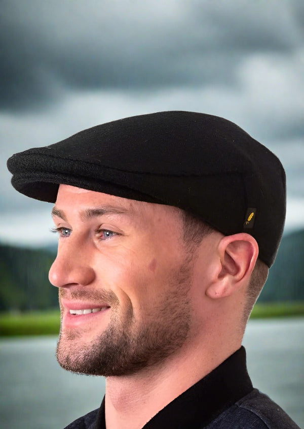 Donegal Black Tweed Cap