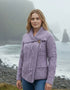 Patchwork Ladies Aran Cardigan | Lavender Merino Wool