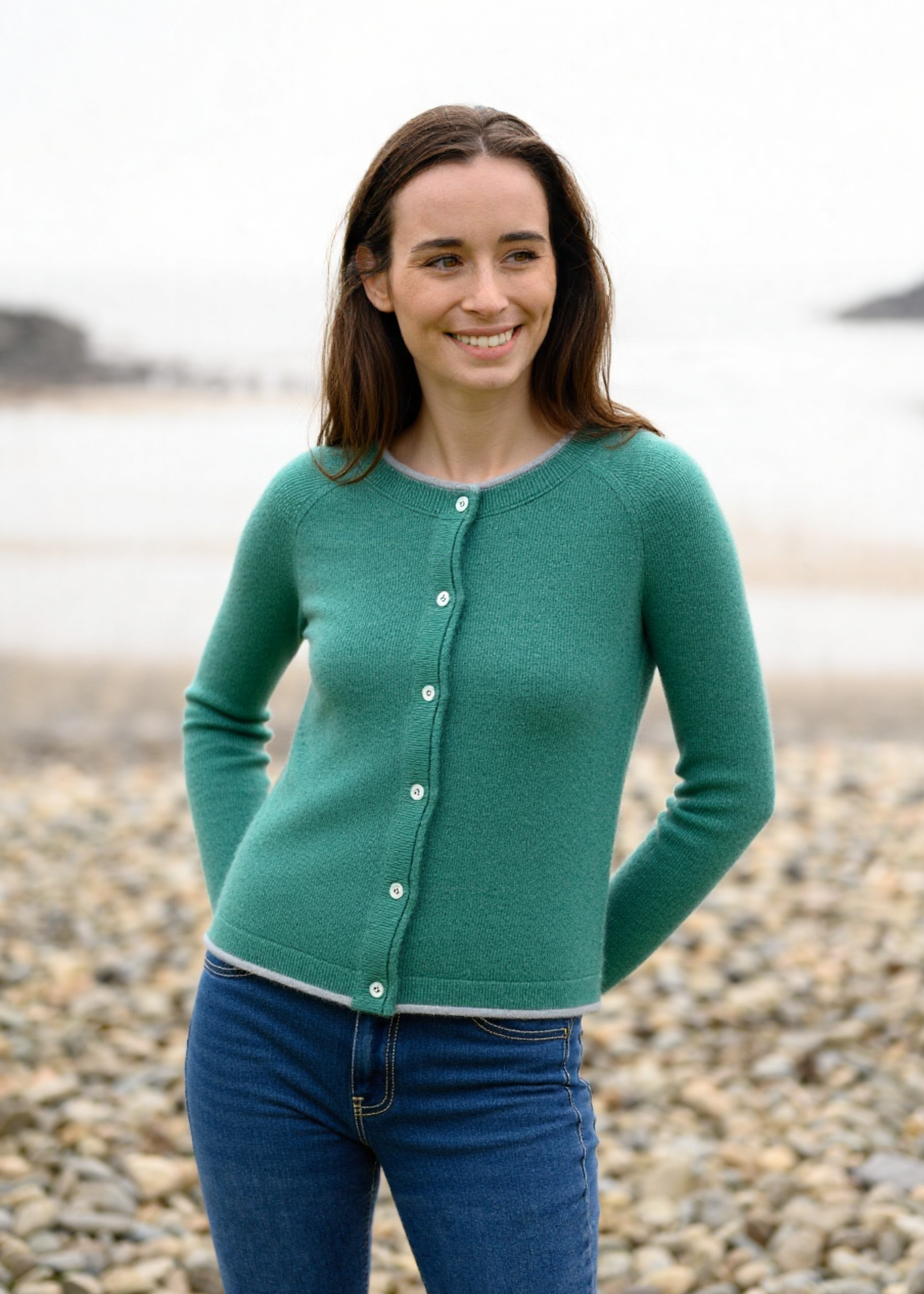 IrelandsEye Killiney Cardigan | Sea Green