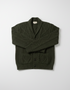 Gilet Aran vert armée pour homme, col châle | 100 % laine mérinos