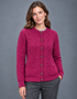 Aran Merino Wool Lumber Cardigan | Raspberry Marl