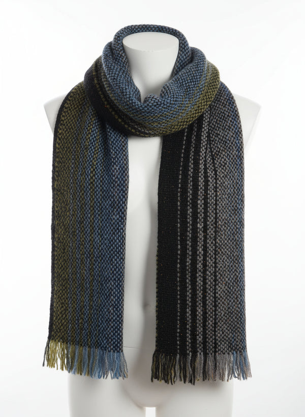 Mucros Islander Scarf | Green Blue Charcoal