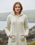 Irish Aran Hooded Cardigan | Natural Cream | 100% Merino Wool | Celtic Knot Zipper
