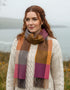 John Hanly Merino Scarf | Pink Mustard Sand Block Check