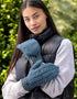 Erin Aran Cable Hunter Gloves | Denim