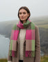 John Hanly Merino Scarf | Pink Green Block