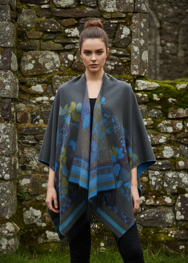 Jimmy Hourihan Fringed Shawl in Grey/Multi
