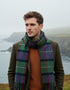 John Hanly Lambswool Scarf | Green Navy Check | Irish Heritage