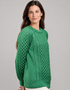 Ladies Slim-Fit Aran Sweater in Green | 100% Merino Wool