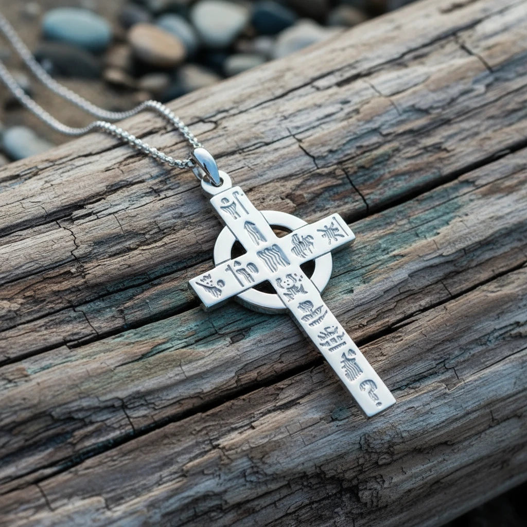 Silver History Of Ireland Large Cross Pendant