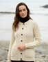 Aran Merino Wool Cable Knit Cardigan | Natural