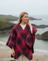 Mucros Tweed Poncho Wrap | Pink Check Wool