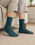 Petrol Irish Wool Neppy Socks | Women's