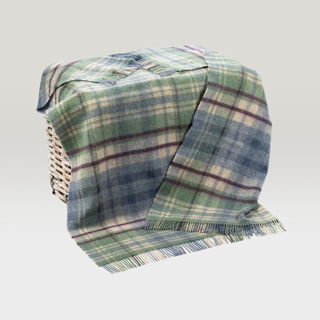 John Hanly Denim Green Camel Blanket