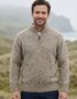 Men’s Flecked Merino Wool Quarter-Zip Fisherman Sweater | Oatmeal - Clearance