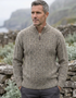 Men’s Flecked Merino Wool Quarter Zip Fisherman Sweater | Light Honey