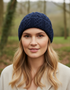 Aran Merino Wool Hat - Traditional Irish Cable Knit | Ink Blue - Clearance