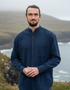 Irish Grandfather Shirt Navy | Traditional Collarless Shirt
