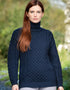 Unisex Aran Merino Polo Neck Sweater | Navy | Premium Irish Wool Knitwear