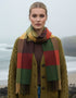 John Hanly Merino Scarf | Yellow Green Brown Block Check