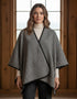 Premium Herringbone Tweed Wrap | 100% Wool Poncho