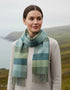 Foxford Lambswool Scarf | Green & Blue Check