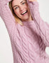 Listowel Ladies Aran Cabled Sweater | Pink