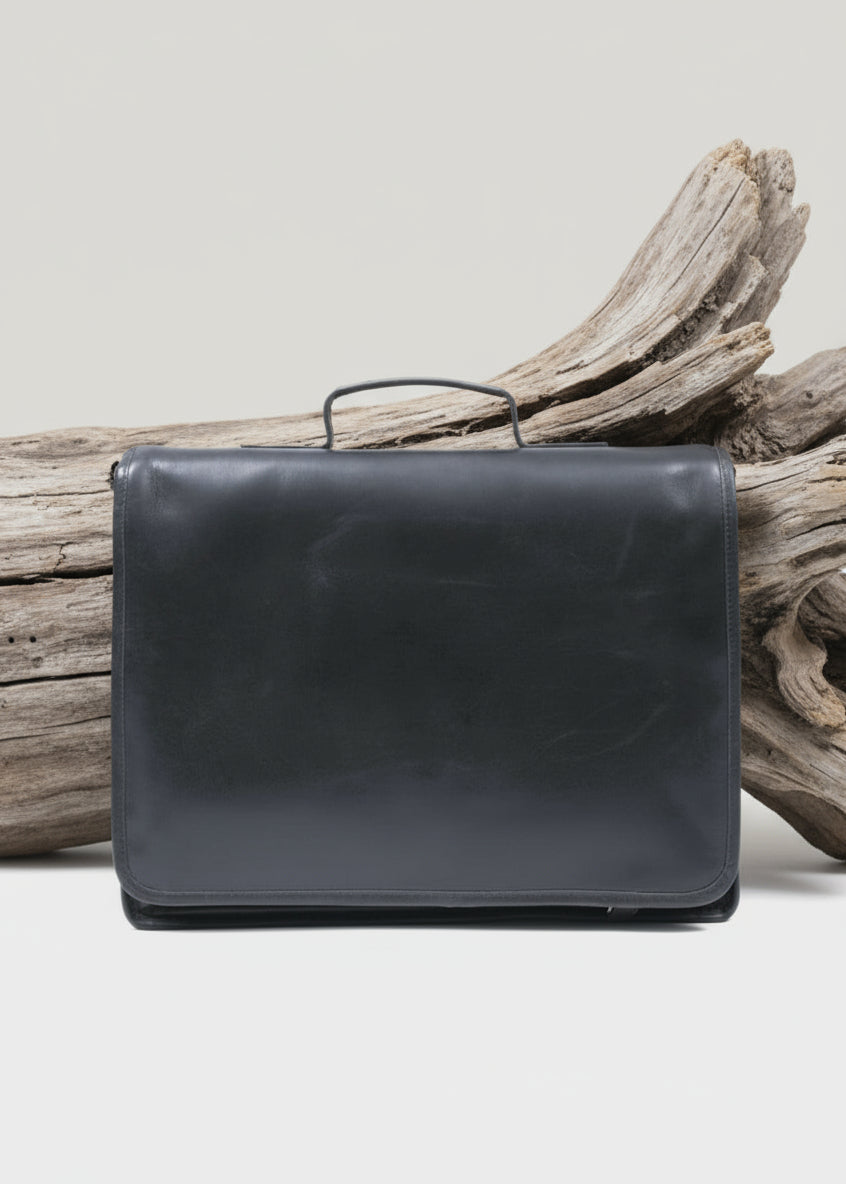 Luxury Irish Leather Satchel Bag - Black