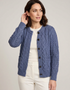 Women's Aran Cardigan in Denim Blue