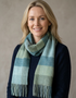 Foxford Lambswool Scarf | Green & Blue Check