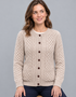 Aran Lumber Cardigan | 100% Merino Wool | Oatmeal