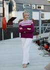 Ladies Slim-Fit Aran Fairisle Sweater | Raspberry Marl