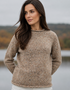 Damen-Rollkragenpullover im Donegal-Stil – Haferfarben | 100 % Wollstrick