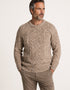 Donegal Tweed Aran Crew Neck Sweater | Oatmeal