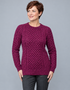 Women's Slim-Fit Aran Sweater in Raspberry | Premium Merino Wool