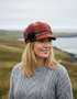 Casquette gavroche Mucros pour femme | Tweed à carreaux rouges