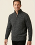 Men’s Flecked Merino Wool Quarter-Zip Fisherman Sweater | Charcoal - Clearance