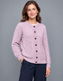 Women's Aran Merino Wool Lumber Cardigan - Rose Ash Pink