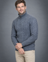 Aran Cable Knit Half Zip Sweater - 100% Merino Wool | Slate