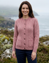 Women's Aran Merino Wool Lumber Cardigan - Rose Ash Pink