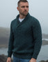 Aran Bunratty Shawl Collar Sweater | Peacock