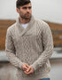 Aran Bunratty Shawl Collar Sweater | 100% Merino Wool | Oatmeal