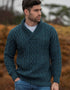 Aran Bunratty Shawl Collar Sweater | Peacock
