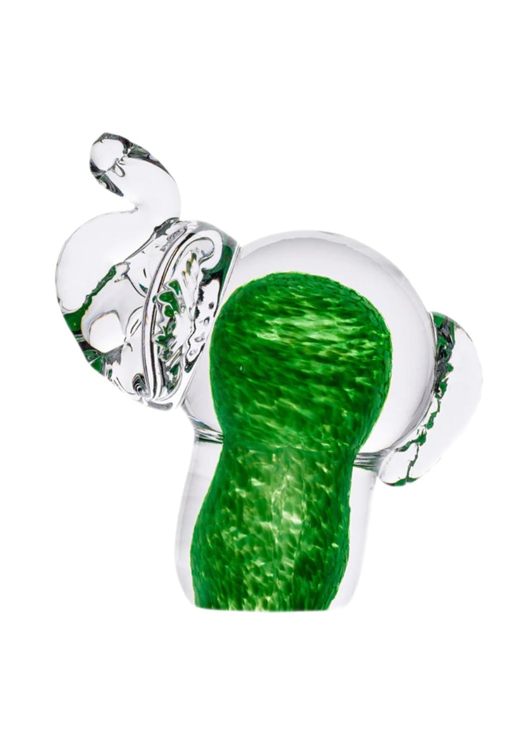 Green Shamrock Glass Elephant