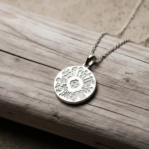 History Of Ireland Sterling Silver Round Pendant