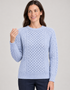 Ladies Slim-Fit Aran Sweater in Sky Blue | Premium Merino Wool