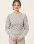 Ladies Merino Cropped Classic Aran Sweater | Flecked Nepp