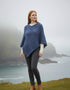 Irish Aran Merino Wool V Poncho - Denim Marl