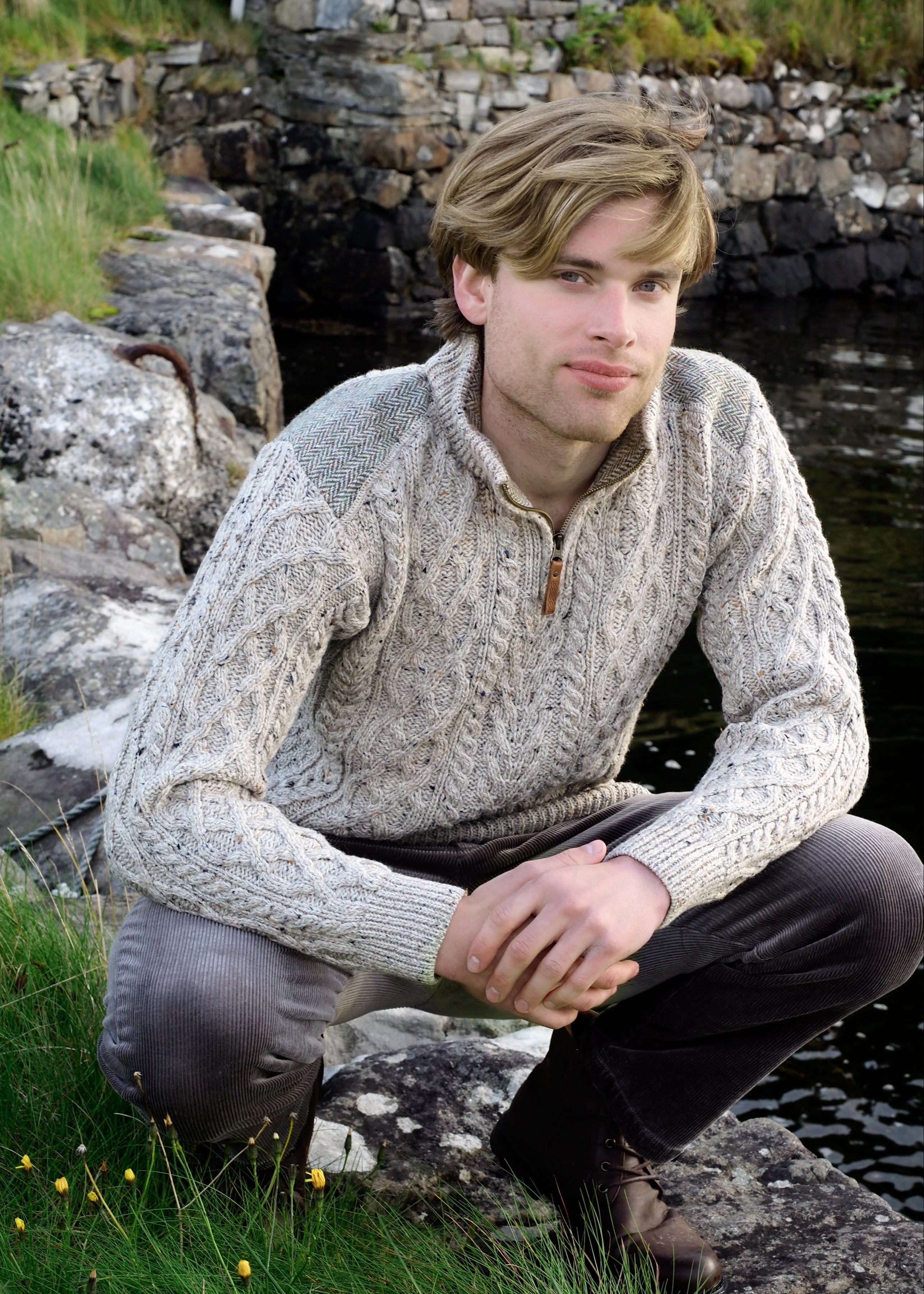 Aran Tweed 1/4 Zip Sweater